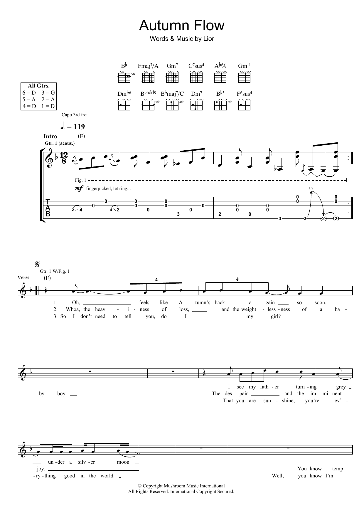 Learn to play Lior Autumn Flow sheet music for Guitar Tab in minutes. Lior Autumn Flow sheet music preview music notes and score for Guitar Tab including 4 page(s)