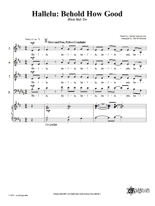 Learn to play Lisa Levine Behold How Good sheet music for SATB in minutes. Lisa Levine Behold How Good sheet music preview music notes and score for SATB including 14 page(s)