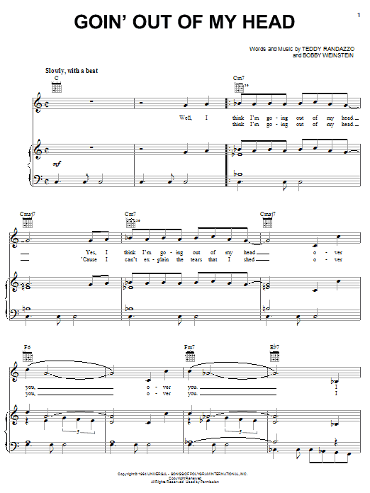 Learn to play Little Anthony & The Imperials Goin' Out Of My Head sheet music for E-Z Play Today in minutes. Little Anthony & The Imperials Goin' Out Of My Head sheet music preview music notes and score for E-Z Play Today including 3 page(s)
