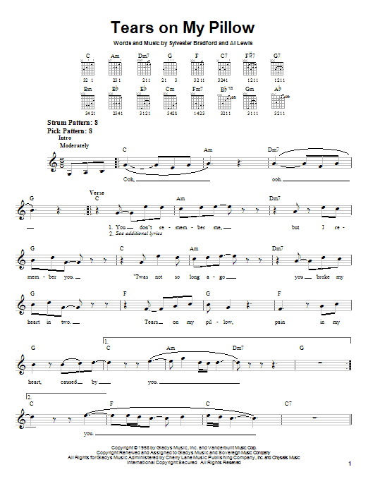 Learn to play Little Anthony & The Imperials Tears On My Pillow sheet music for Easy Guitar in minutes. Little Anthony & The Imperials Tears On My Pillow sheet music notes and chords