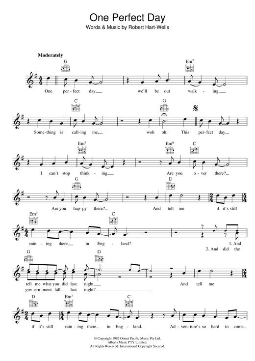 Learn to play Little Heroes One Perfect Day sheet music for Melody Line, Lyrics & Chords in minutes. Little Heroes One Perfect Day sheet music preview music notes and score for Melody Line, Lyrics & Chords including 2 page(s)
