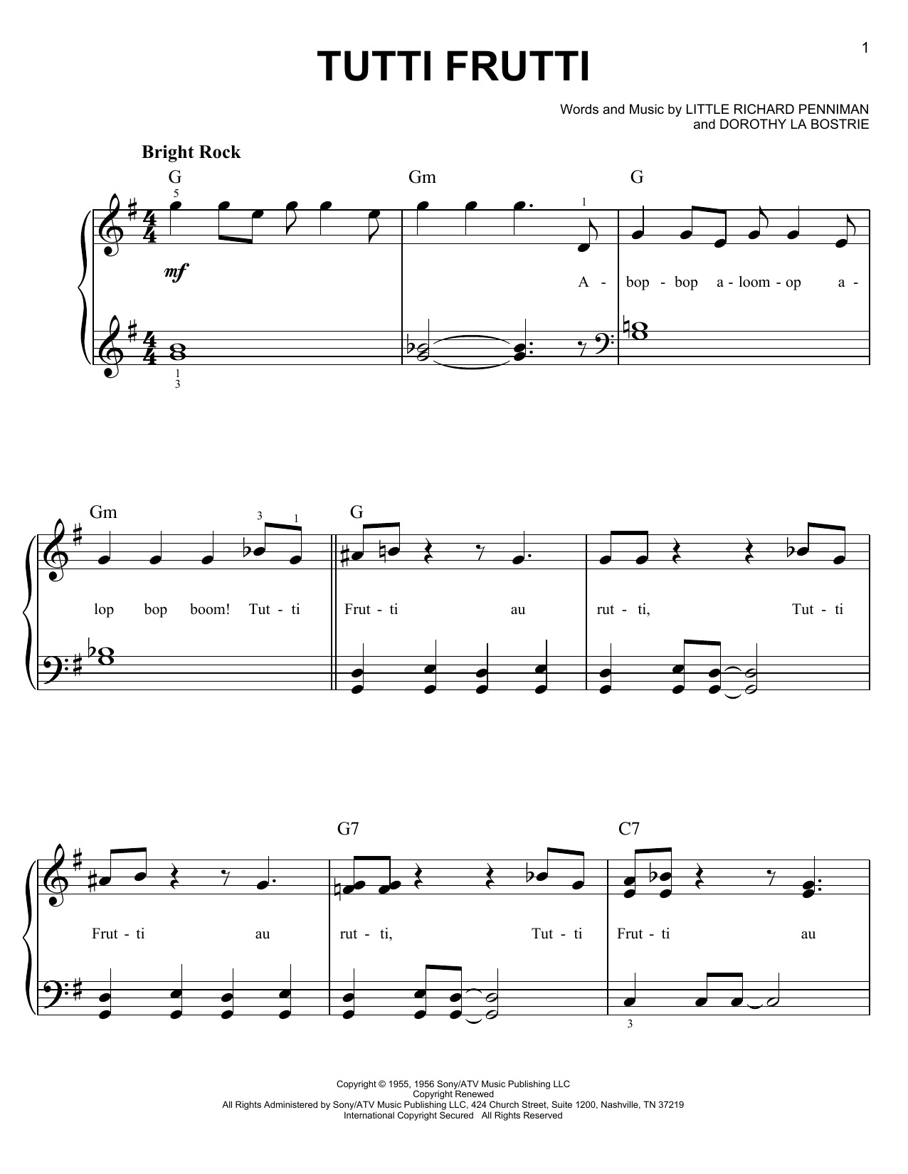 Learn to play Little Richard Tutti Frutti sheet music for E-Z Play Today in minutes. Little Richard Tutti Frutti sheet music preview music notes and score for E-Z Play Today including 2 page(s)