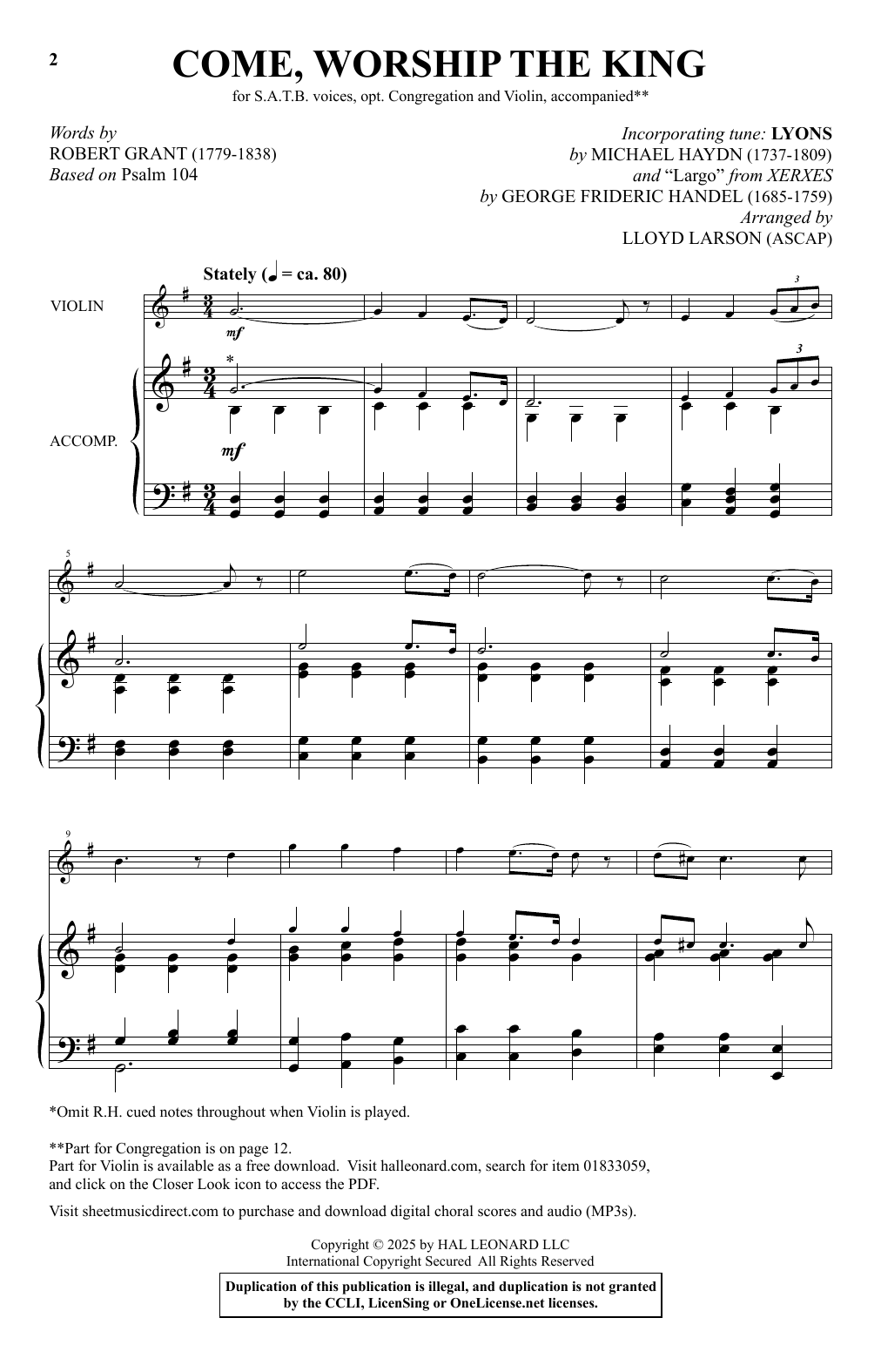 Lloyd Larson Come, Worship The King sheet music, chords, lyrics - Printable PDF for SATB Choir