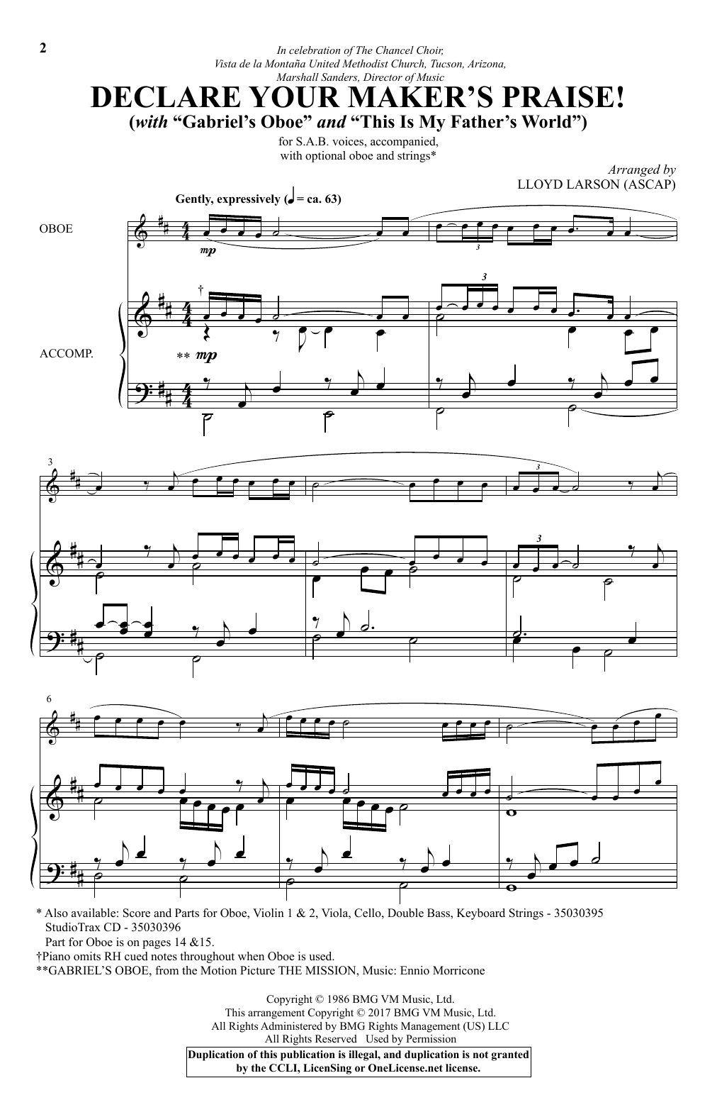 Lloyd Larson Declare Your Maker's Praise! sheet music, chords, lyrics - Printable PDF for Choral