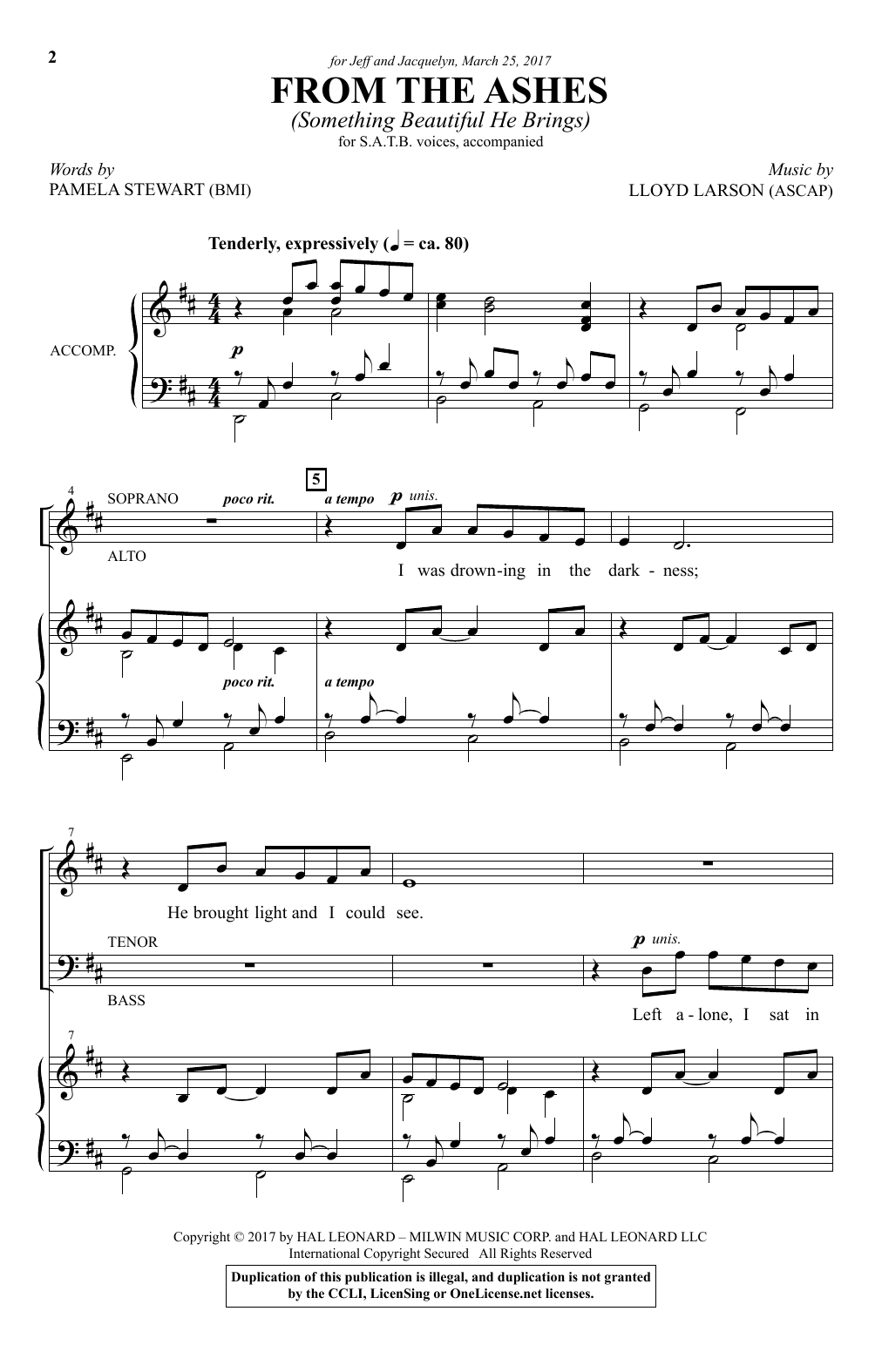 Lloyd Larson From The Ashes (Something Beautiful He Brings) sheet music, chords, lyrics - Printable PDF for SATB
