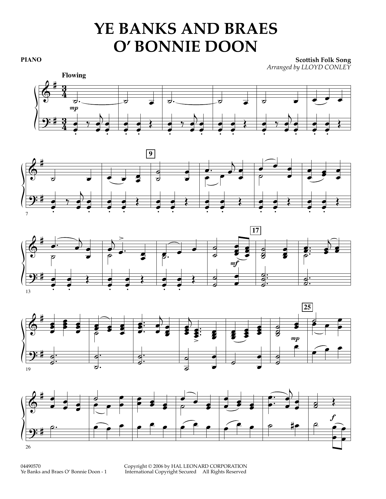 Learn to play Lloyd Conley Ye Banks and Braes O' Bonnie Doon - Piano sheet music for Orchestra in minutes. Lloyd Conley Ye Banks and Braes O' Bonnie Doon - Piano sheet music preview music notes and score for Orchestra including 2 page(s)