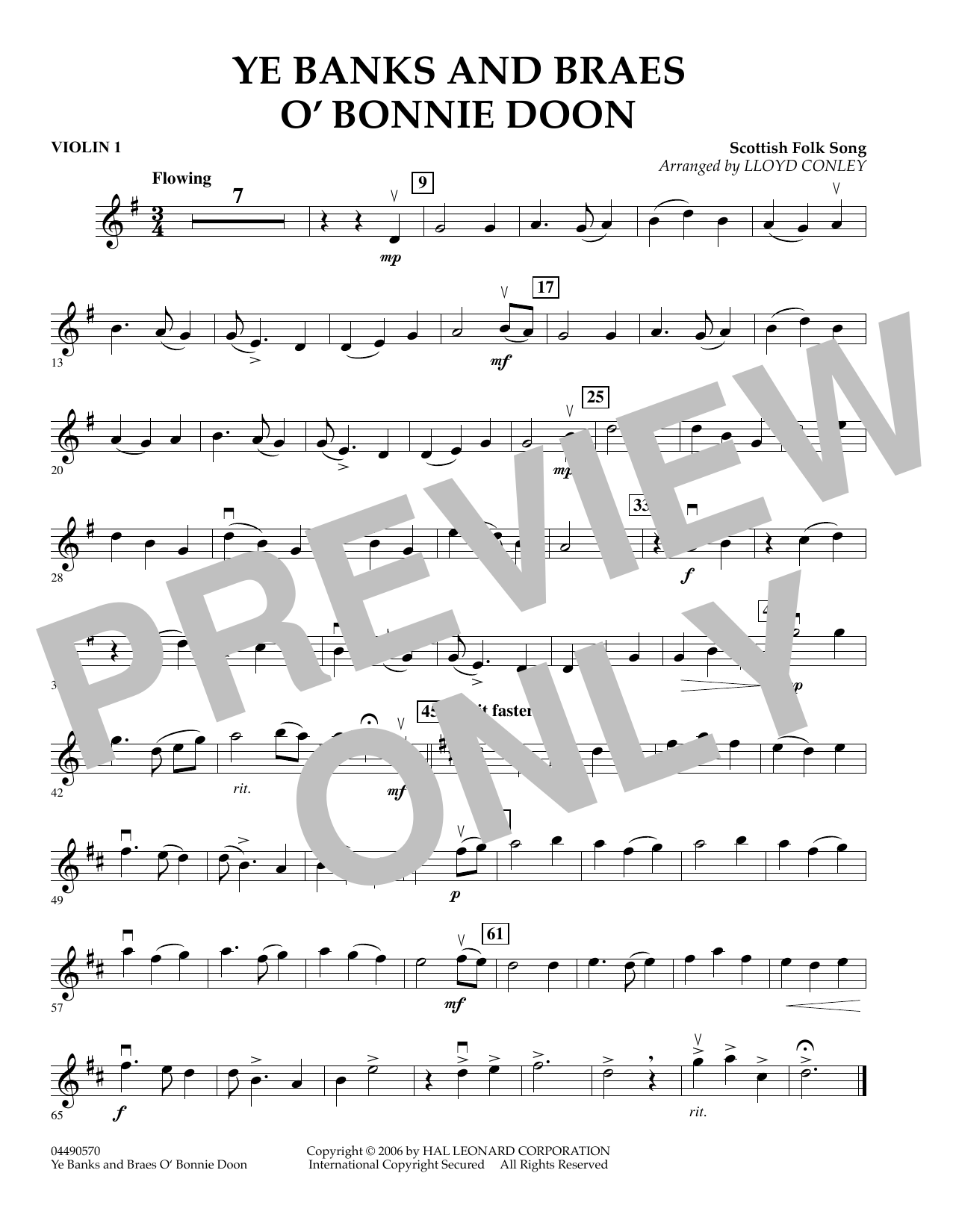Learn to play Lloyd Conley Ye Banks and Braes O' Bonnie Doon - Violin 1 sheet music for Orchestra in minutes. Lloyd Conley Ye Banks and Braes O' Bonnie Doon - Violin 1 sheet music preview music notes and score for Orchestra including 1 page(s)