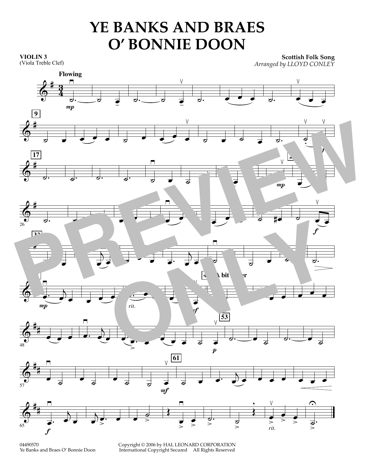 Learn to play Lloyd Conley Ye Banks and Braes O' Bonnie Doon - Violin 3 (Viola Treble Clef) sheet music for Orchestra in minutes. Lloyd Conley Ye Banks and Braes O' Bonnie Doon - Violin 3 (Viola Treble Clef) sheet music preview music notes and score for Orchestra including 1 page(s)