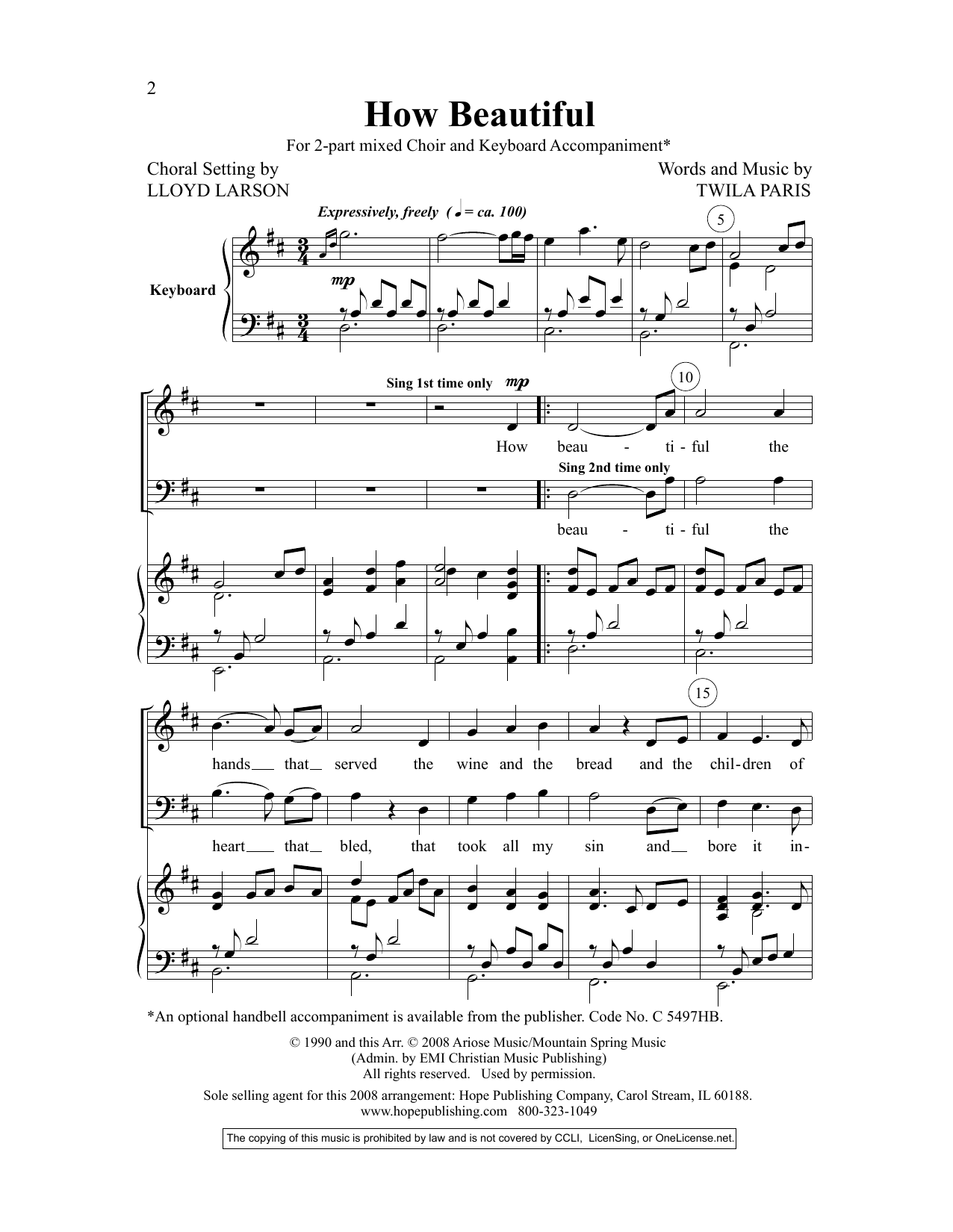 Learn to play Lloyd Larson How Beautiful sheet music for Choir in minutes. Lloyd Larson How Beautiful sheet music preview music notes and score for Choir including 7 page(s)