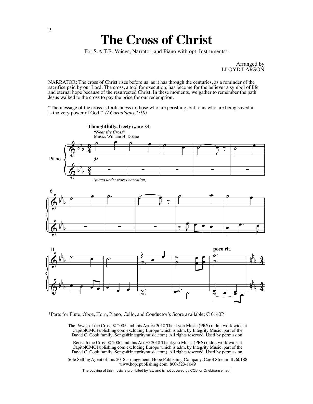 Lloyd Larson The Cross Of Christ sheet music preview music notes and score for Choir including 15 page(s)