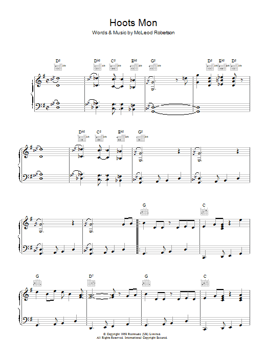 Learn to play Lord Rockingham's XI Hoots Mon sheet music for Lyrics & Chords in minutes. Lord Rockingham's XI Hoots Mon sheet music preview music notes and score for Lyrics & Chords including 2 page(s)