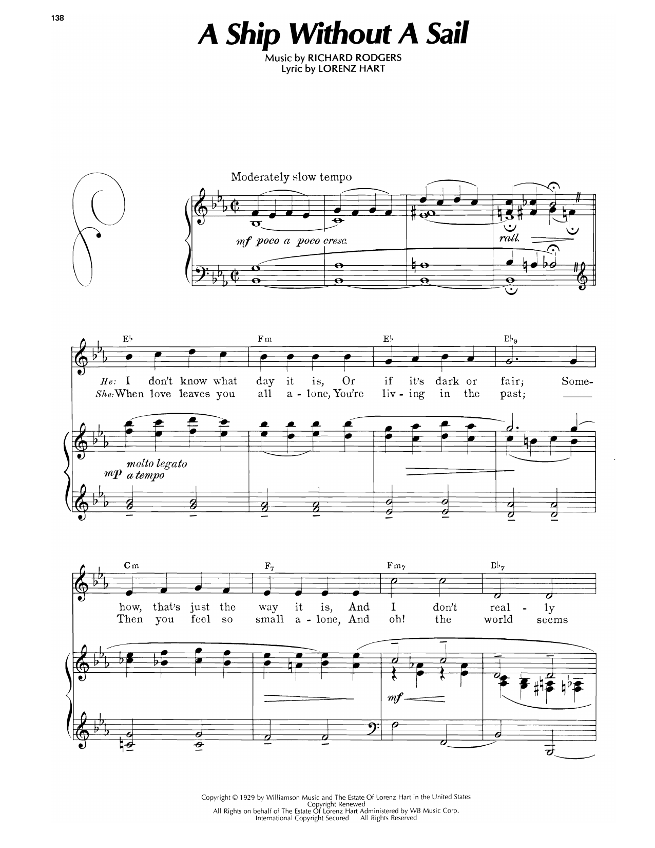 Lorenz Hart A Ship Without A Sail (from Heads Up!) sheet music, chords, lyrics - Printable PDF for Piano, Vocal & Guitar Chords (Right-Hand Melody)