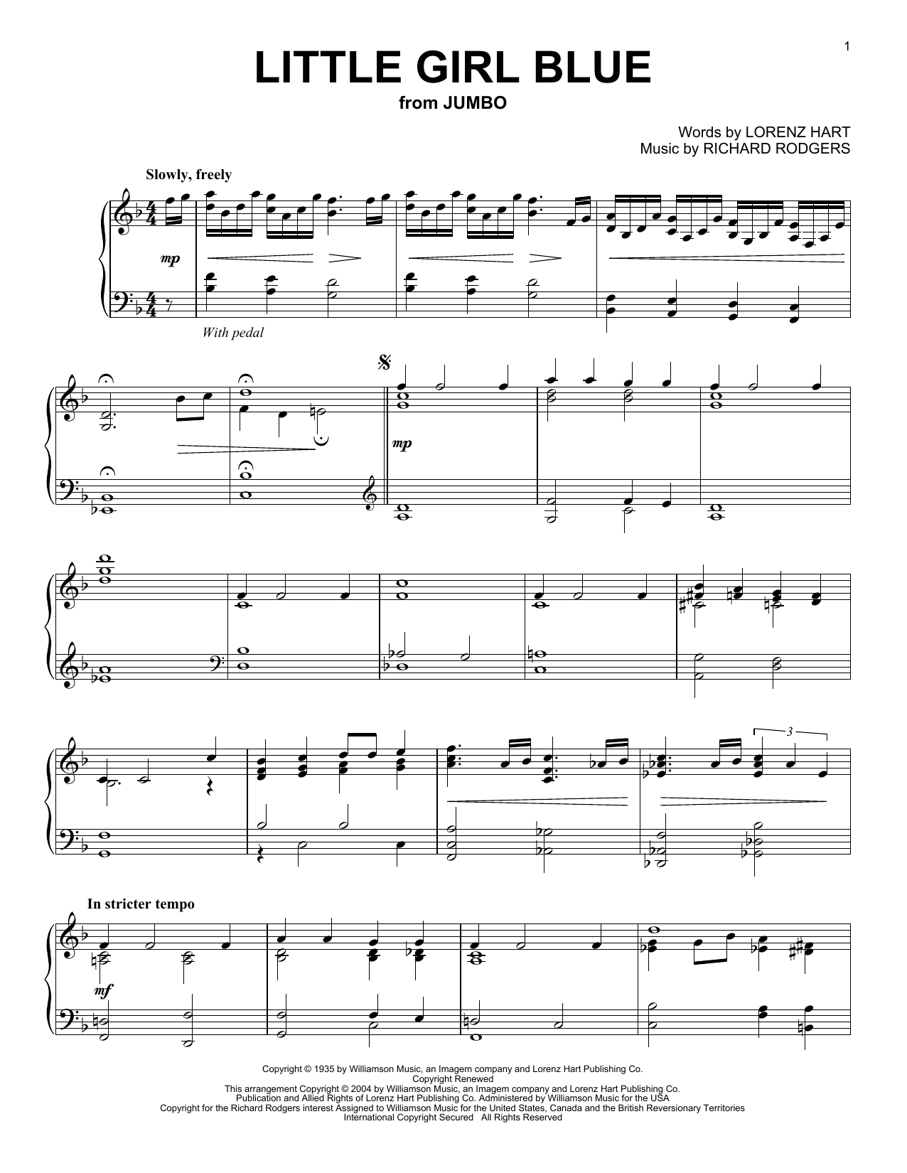 Learn to play Lorenz Hart Little Girl Blue sheet music for Piano in minutes. Lorenz Hart Little Girl Blue sheet music preview music notes and score for Piano including 4 page(s)