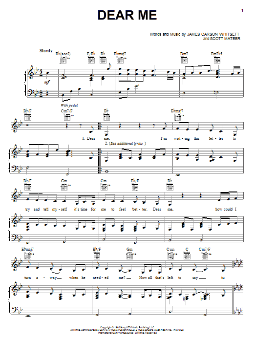 Lorrie Morgan Dear Me sheet music, chords, lyrics - Printable PDF for Piano, Vocal & Guitar (Right-Hand Melody)
