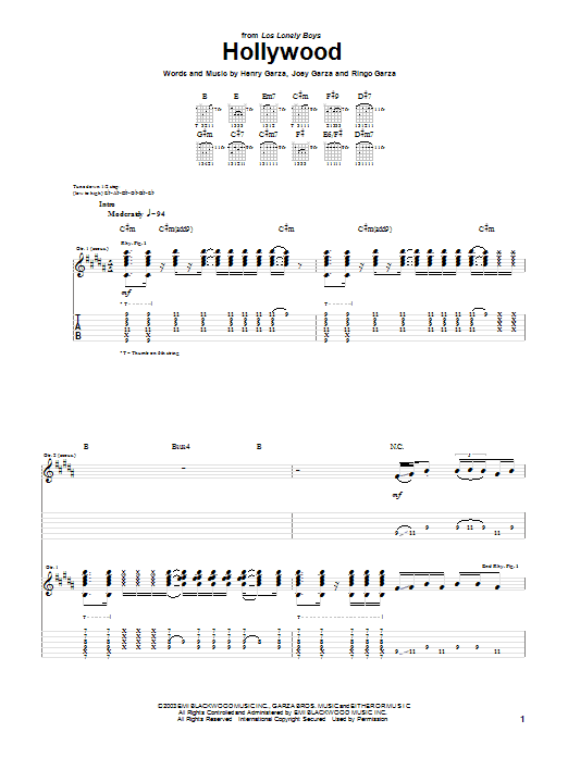 Learn to play Los Lonely Boys Hollywood sheet music for Guitar Tab in minutes. Los Lonely Boys Hollywood sheet music notes and chords