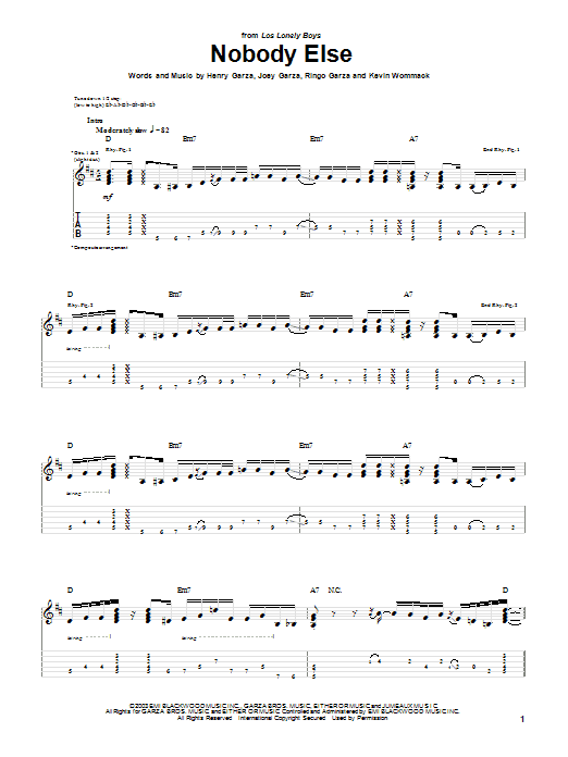 Los Lonely Boys Nobody Else sheet music preview music notes and score for Piano, Vocal & Guitar (Right-Hand Melody) including 8 page(s)