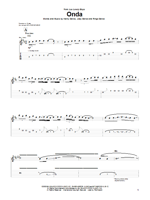 Learn to play Los Lonely Boys Onda sheet music for Guitar Tab in minutes. Los Lonely Boys Onda sheet music notes and chords