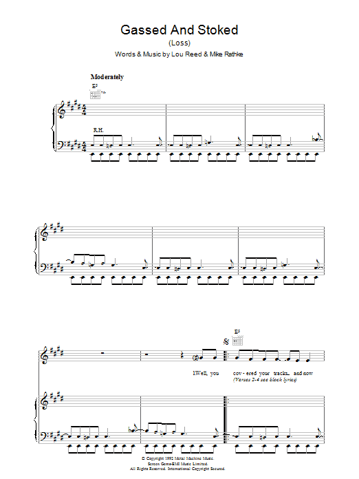 Learn to play Lou Reed Gassed And Stoked sheet music for Piano, Vocal & Guitar in minutes. Lou Reed Gassed And Stoked sheet music preview music notes and score for Piano, Vocal & Guitar including 7 page(s)