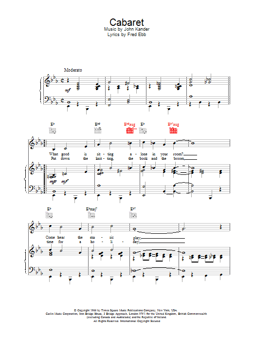 Learn to play Louis Armstrong Cabaret sheet music for Piano, Vocal & Guitar (Right-Hand Melody) in minutes. Louis Armstrong Cabaret sheet music preview music notes and score for Piano, Vocal & Guitar (Right-Hand Melody) including 5 page(s)