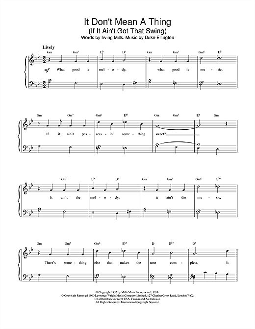 Learn to play Louis Armstrong It Don't Mean A Thing (If It Ain't Got That Swing) sheet music for Piano, Vocal & Guitar in minutes. Louis Armstrong It Don't Mean A Thing (If It Ain't Got That Swing) sheet music notes and chords