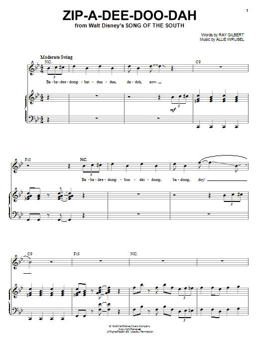 Learn to play Louis Armstrong Zip-A-Dee-Doo-Dah sheet music for Piano, Vocal & Guitar (Right-Hand Melody) in minutes. Louis Armstrong Zip-A-Dee-Doo-Dah sheet music preview music notes and score for Piano, Vocal & Guitar (Right-Hand Melody) including 6 page(s)