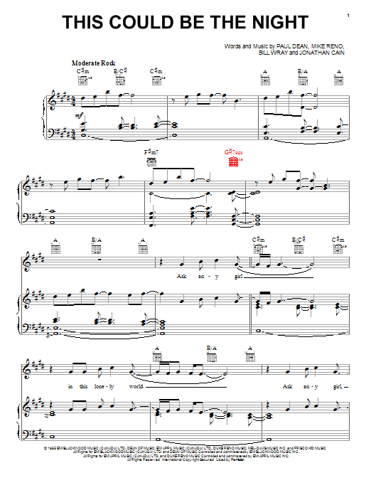 Learn to play Loverboy This Could Be The Night sheet music for Piano, Vocal & Guitar (Right-Hand Melody) in minutes. Loverboy This Could Be The Night sheet music notes and chords