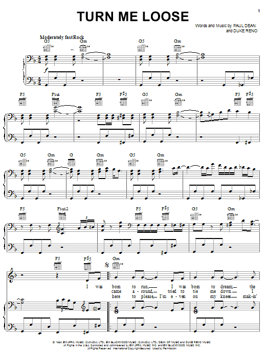 Learn to play Loverboy Turn Me Loose sheet music for Lyrics & Chords in minutes. Loverboy Turn Me Loose sheet music preview music notes and score for Lyrics & Chords including 3 page(s)