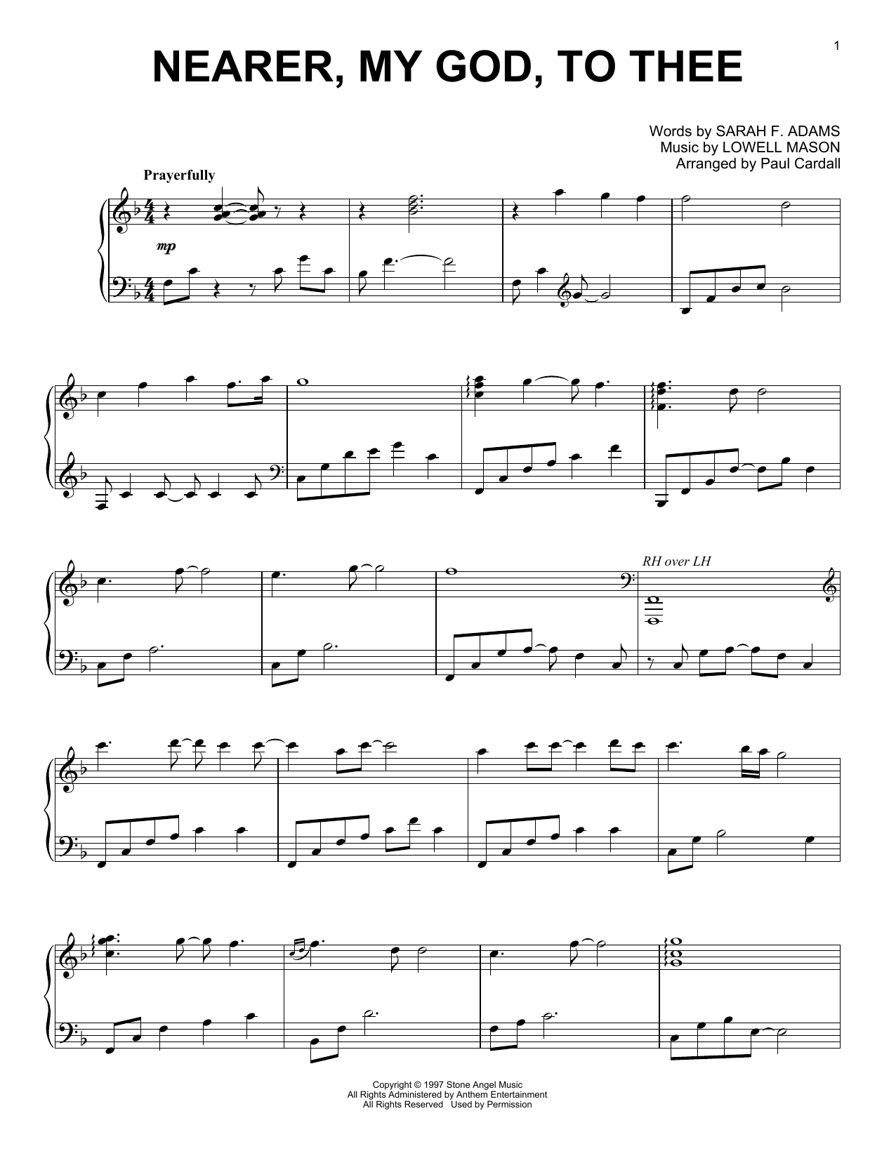 Lowell Mason Nearer, My God, To Thee (arr. Paul Cardall) sheet music, chords, lyrics - Printable PDF for Piano Solo