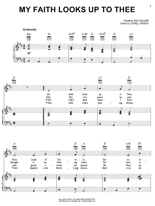 Learn to play Lowell Mason My Faith Looks Up To Thee sheet music for Piano, Vocal & Guitar (Right-Hand Melody) in minutes. Lowell Mason My Faith Looks Up To Thee sheet music notes and chords