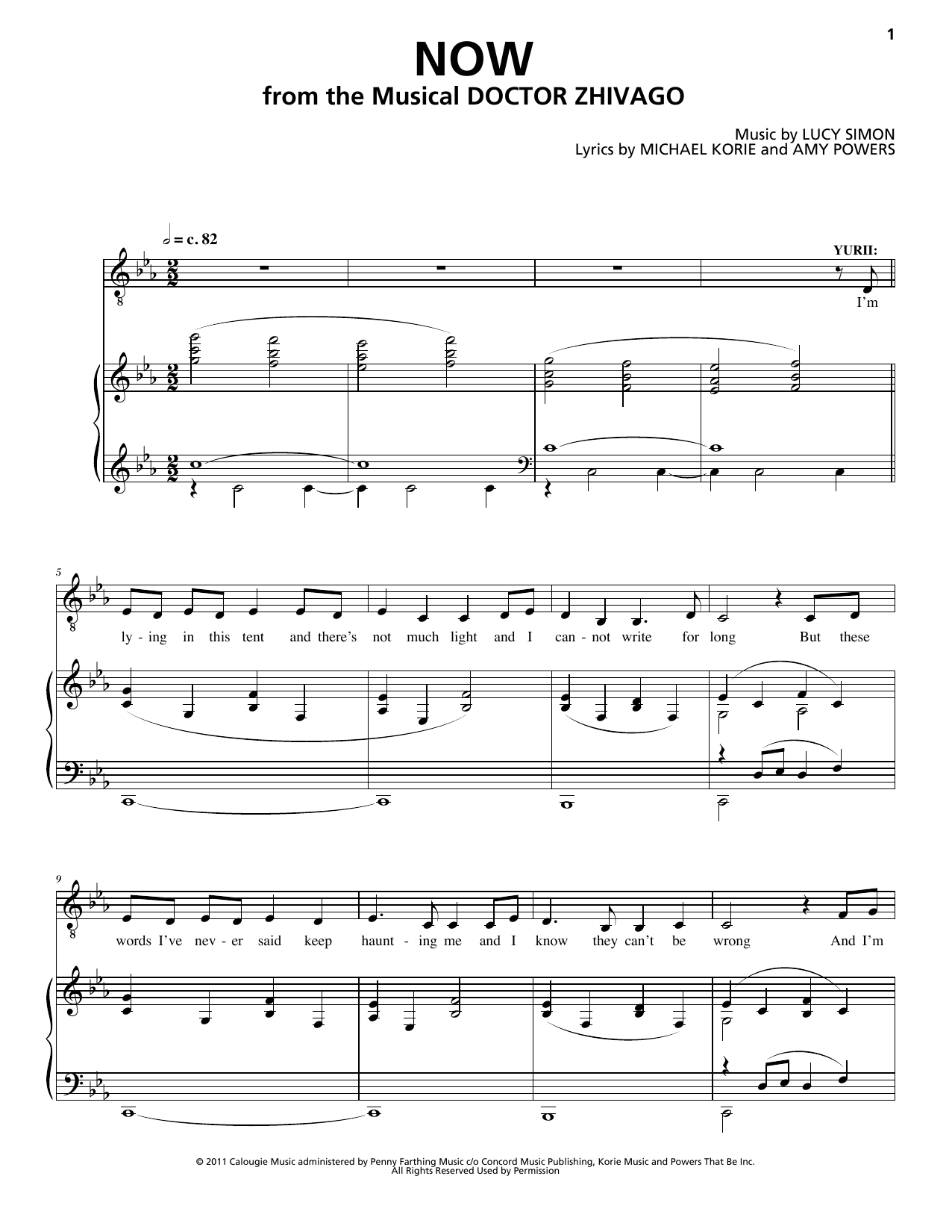 Lucy Simon Levine, Michael Korie & Amy Powers Now sheet music, chords, lyrics - Printable PDF for Piano & Vocal