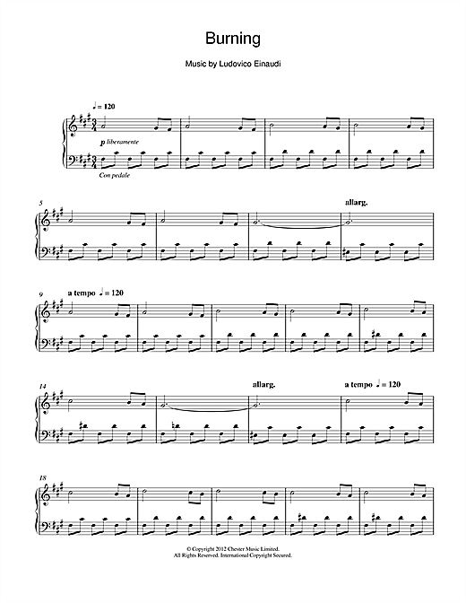 Learn to play Ludovico Einaudi Burning sheet music for Piano in minutes. Ludovico Einaudi Burning sheet music notes and chords
