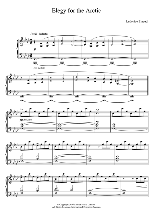 Learn to play Ludovico Einaudi Elegy For The Arctic sheet music for Piano in minutes. Ludovico Einaudi Elegy For The Arctic sheet music notes and chords
