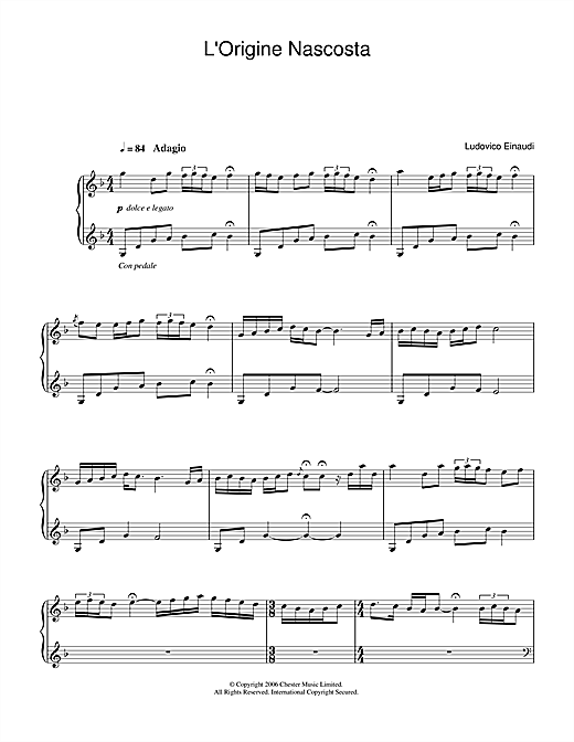 Learn to play Ludovico Einaudi L'Origine Nascosta sheet music for Piano in minutes. Ludovico Einaudi L'Origine Nascosta sheet music notes and chords