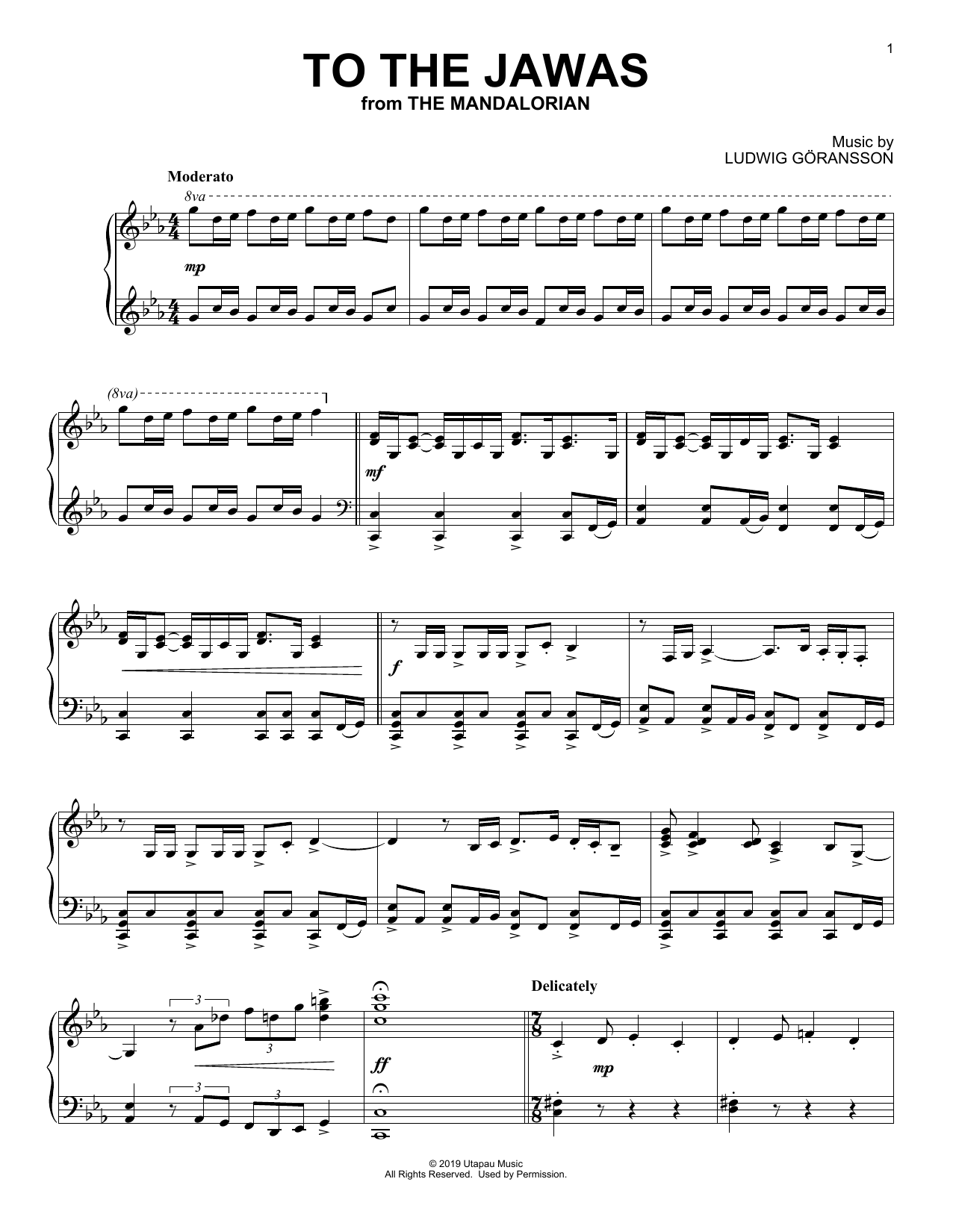 Ludwig Goransson To The Jawas (from Star Wars: The Mandalorian) sheet music, chords, lyrics - Printable PDF for Piano Solo