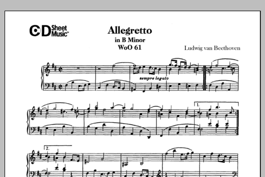 Ludwig van Beethoven Allegretto In B Minor, Woo 61 sheet music, chords, lyrics - Printable PDF for Piano Solo