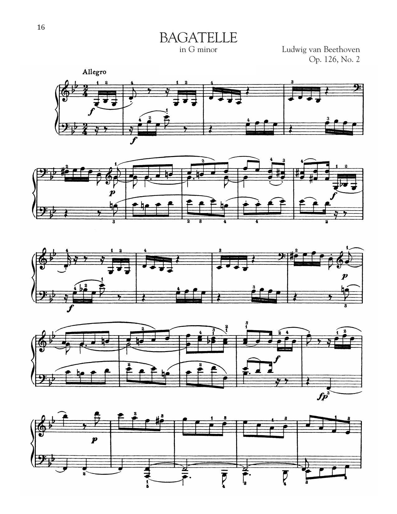 Ludwig van Beethoven Bagatelle In G Minor, Op. 126, No. 2 sheet music, chords, lyrics - Printable PDF for Piano Solo
