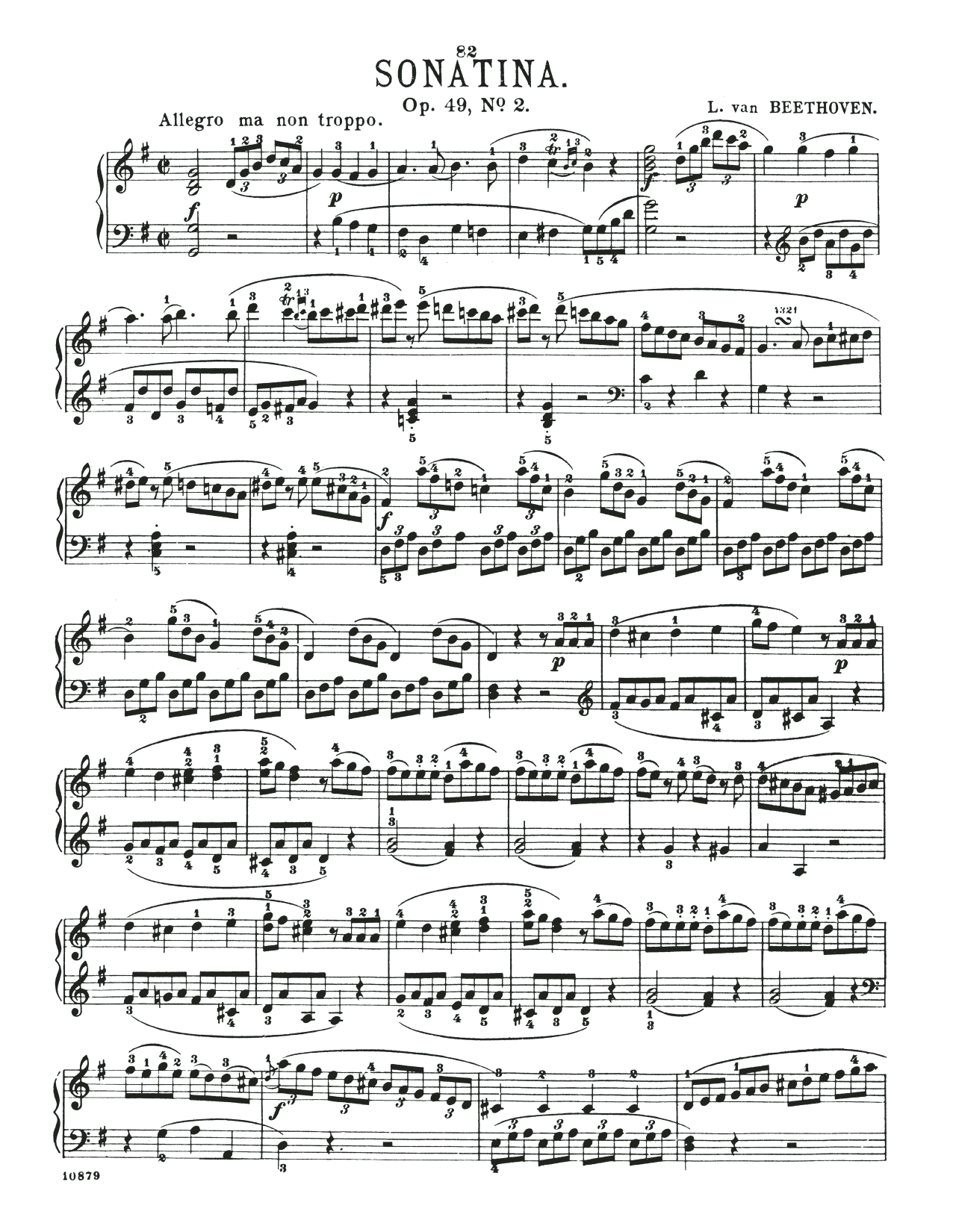 Ludwig van Beethoven Sonatina In G Major, Op. 49, No. 2 sheet music, chords, lyrics - Printable PDF for Piano Solo