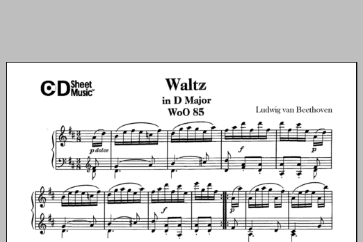 Ludwig van Beethoven Waltz In D Major, Woo 85 sheet music, chords, lyrics - Printable PDF for Piano Solo