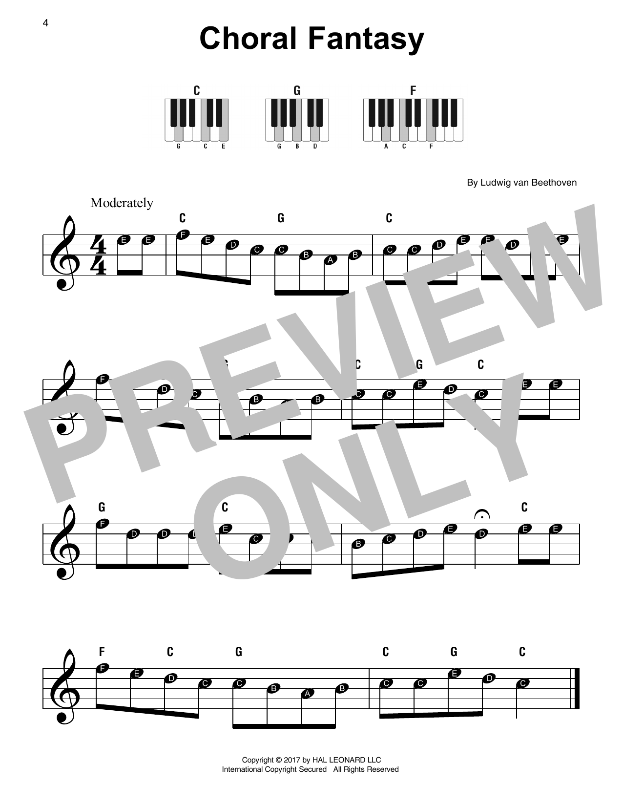 Learn to play Ludwig van Beethoven Choral Fantasy sheet music for Super Easy Piano in minutes. Ludwig van Beethoven Choral Fantasy sheet music preview music notes and score for Super Easy Piano including 1 page(s)