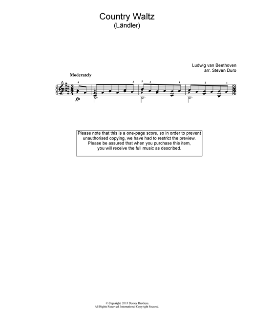 Learn to play Ludwig van Beethoven Country Waltz (Ländler ) sheet music for Piano in minutes. Ludwig van Beethoven Country Waltz (Ländler ) sheet music notes and chords