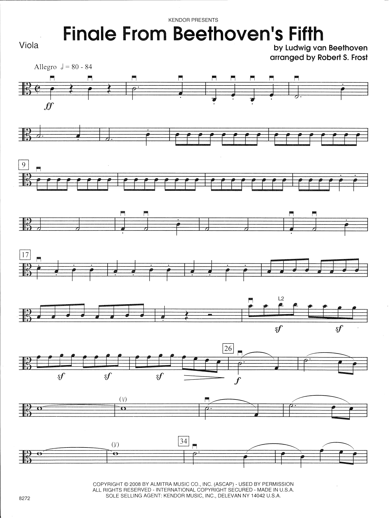 Learn to play Ludwig van Beethoven Finale From Beethoven's Fifth - Viola sheet music for Orchestra in minutes. Ludwig van Beethoven Finale From Beethoven's Fifth - Viola sheet music preview music notes and score for Orchestra including 4 page(s)
