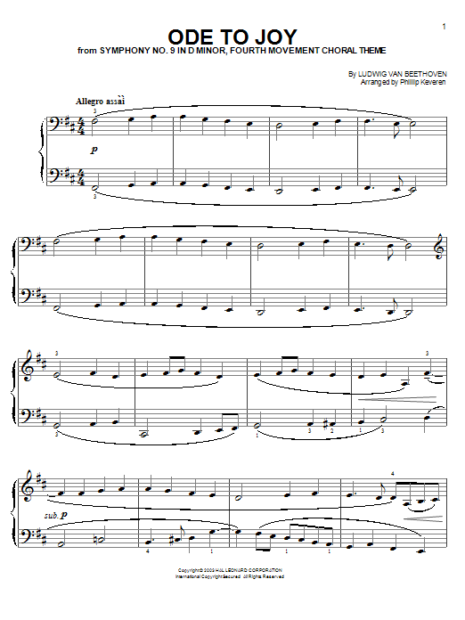 Learn to play Ludwig van Beethoven Ode To Joy sheet music for Easy Piano in minutes. Ludwig van Beethoven Ode To Joy sheet music preview music notes and score for Easy Piano including 3 page(s)
