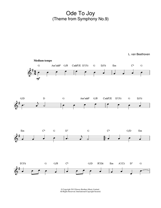 Learn to play Ludwig van Beethoven Ode To Joy from Symphony No. 9, Fourth Movement sheet music for Piano in minutes. Ludwig van Beethoven Ode To Joy from Symphony No. 9, Fourth Movement sheet music notes and chords
