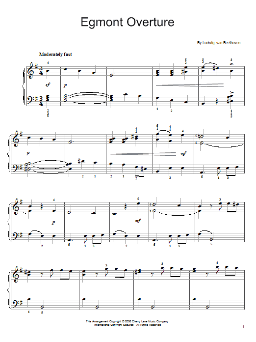 Learn to play Ludwig van Beethoven Overture To Egmont sheet music for Easy Piano in minutes. Ludwig van Beethoven Overture To Egmont sheet music preview music notes and score for Easy Piano including 4 page(s)