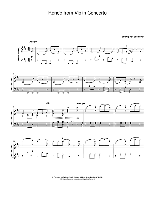 Learn to play Ludwig van Beethoven Rondo From Violin Concerto In D Major Op. 62 sheet music for Piano in minutes. Ludwig van Beethoven Rondo From Violin Concerto In D Major Op. 62 sheet music notes and chords