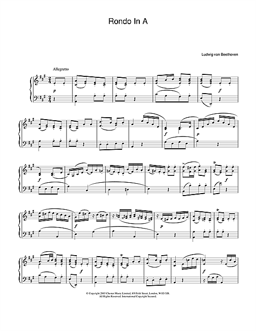 Learn to play Ludwig van Beethoven Rondo In A sheet music for Piano in minutes. Ludwig van Beethoven Rondo In A sheet music notes and chords