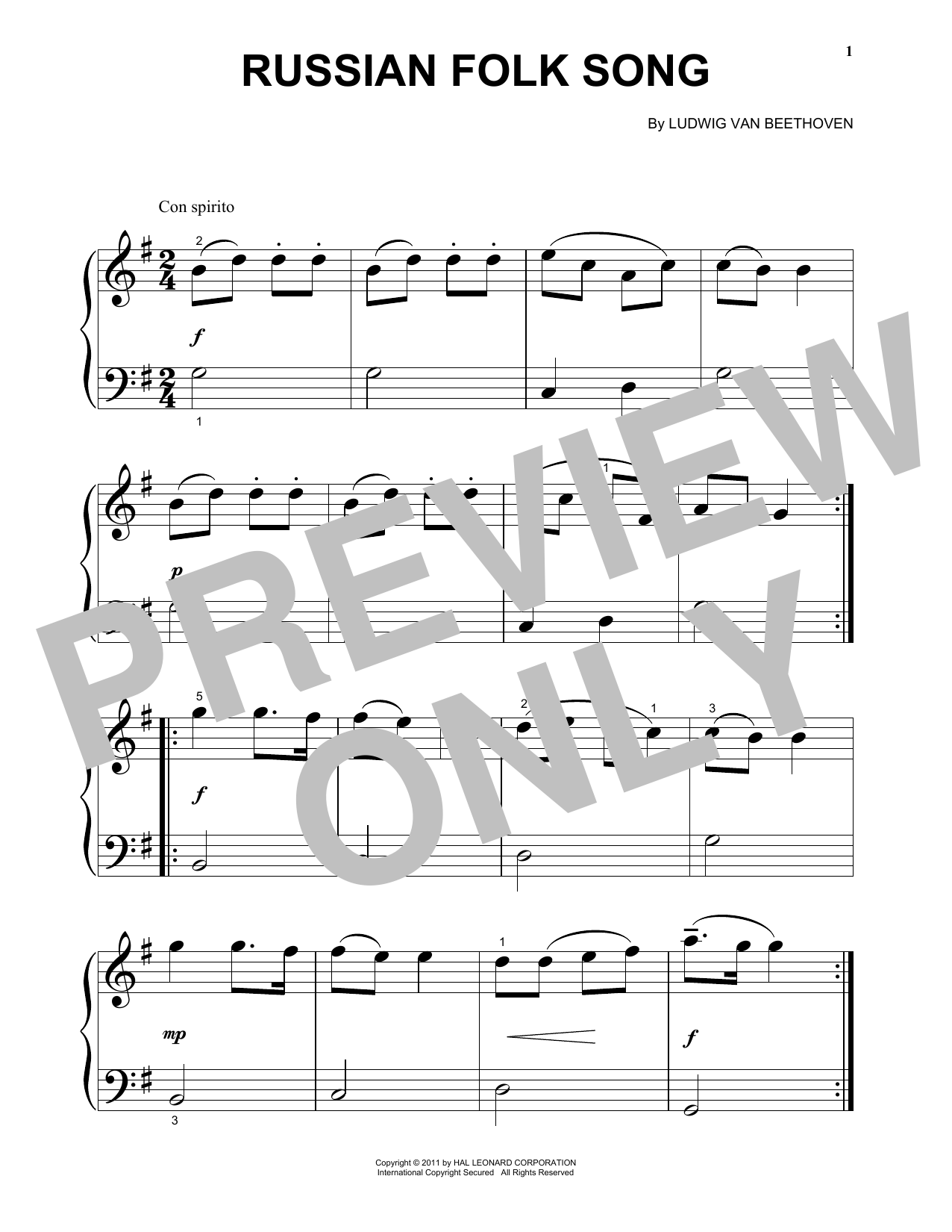 Learn to play Ludwig van Beethoven Russian Folk Song sheet music for Super Easy Piano in minutes. Ludwig van Beethoven Russian Folk Song sheet music preview music notes and score for Super Easy Piano including 1 page(s)