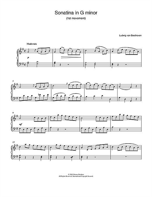 Learn to play Ludwig van Beethoven Sonatina In G 1st Movement sheet music for Piano in minutes. Ludwig van Beethoven Sonatina In G 1st Movement sheet music notes and chords