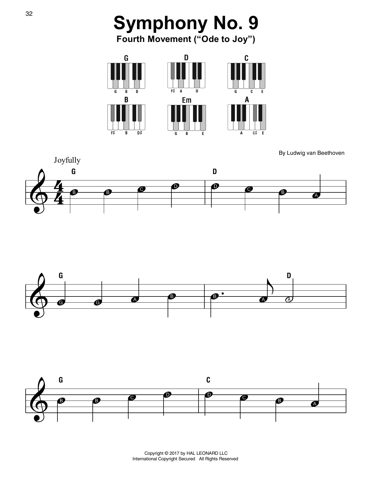 Learn to play Ludwig van Beethoven Symphony No. 9, Fourth Movement sheet music for Super Easy Piano in minutes. Ludwig van Beethoven Symphony No. 9, Fourth Movement sheet music preview music notes and score for Super Easy Piano including 2 page(s)