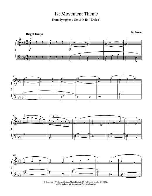 Learn to play Ludwig van Beethoven Theme from Symphony No. 3 (Eroica), 1st Movement sheet music for Piano in minutes. Ludwig van Beethoven Theme from Symphony No. 3 (Eroica), 1st Movement sheet music notes and chords